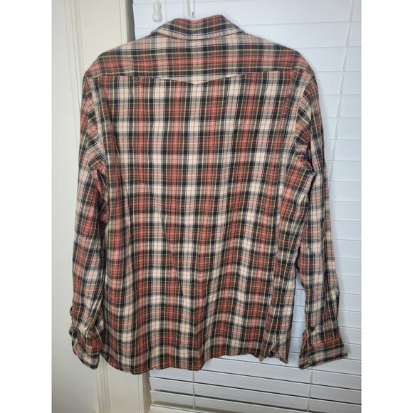 VTG Polo By Ralph Lauren Mens Plaid Button up Shirt L/G Cotton Orange Green prep - Picture 2 of 6